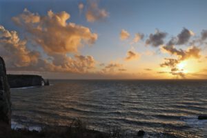 Sonnenuntergang mit Porte d’Aval